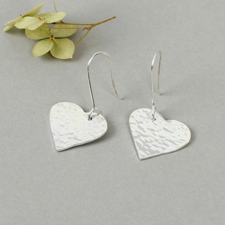 Silver Plated Heart Earrings - Green Tulip