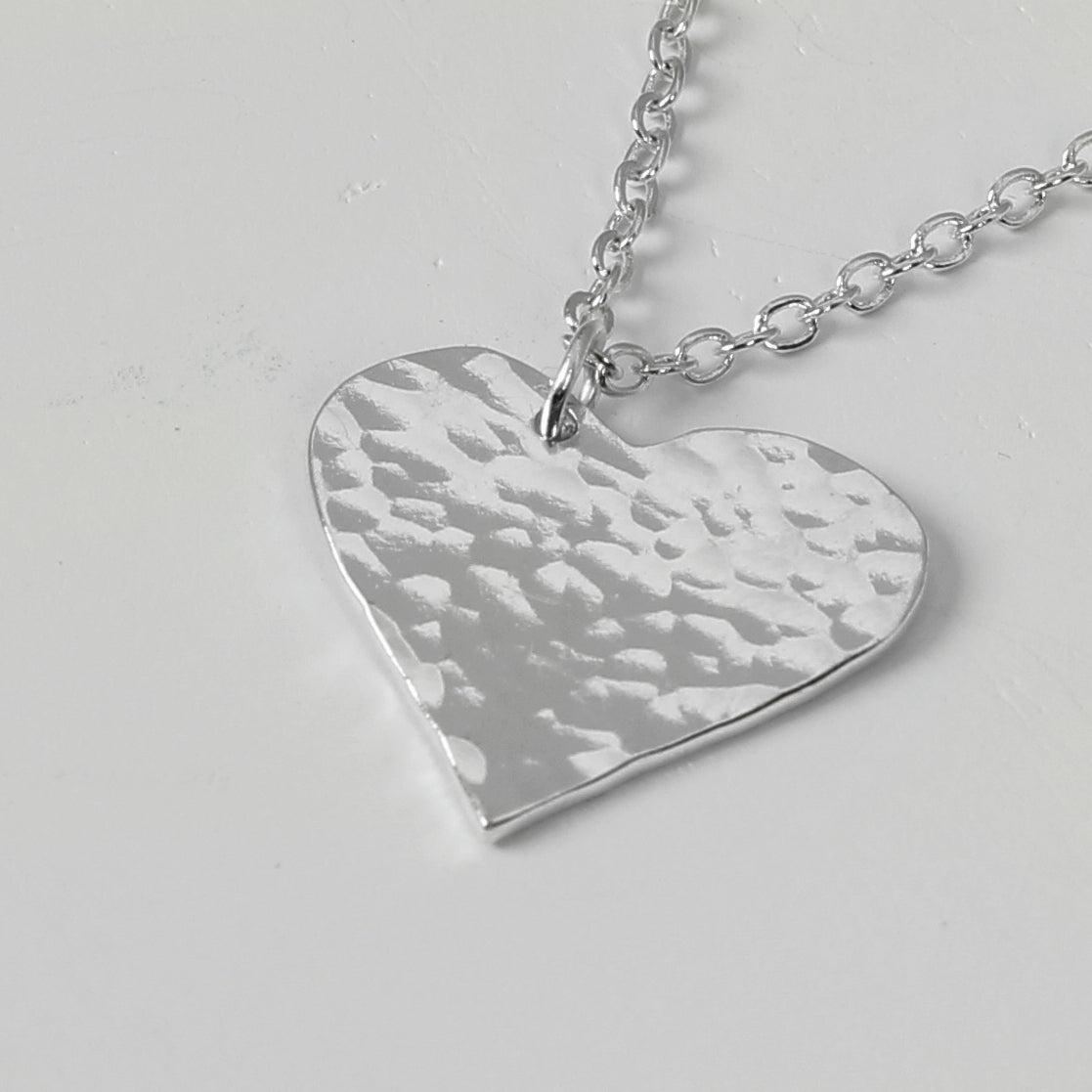 Lace and Silver Heart Pendant Necklace - Medium Lace and Silver Heart Pendant Necklace - Medium