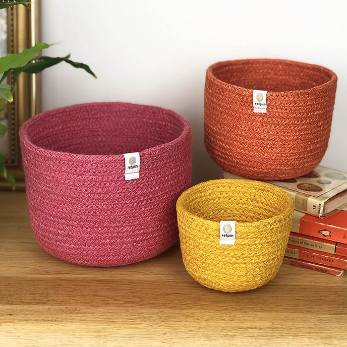 Tall Jute Basket Set Fire