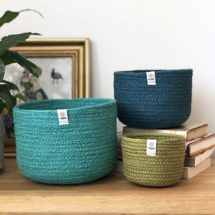 Tall Jute Basket Set Ocean
