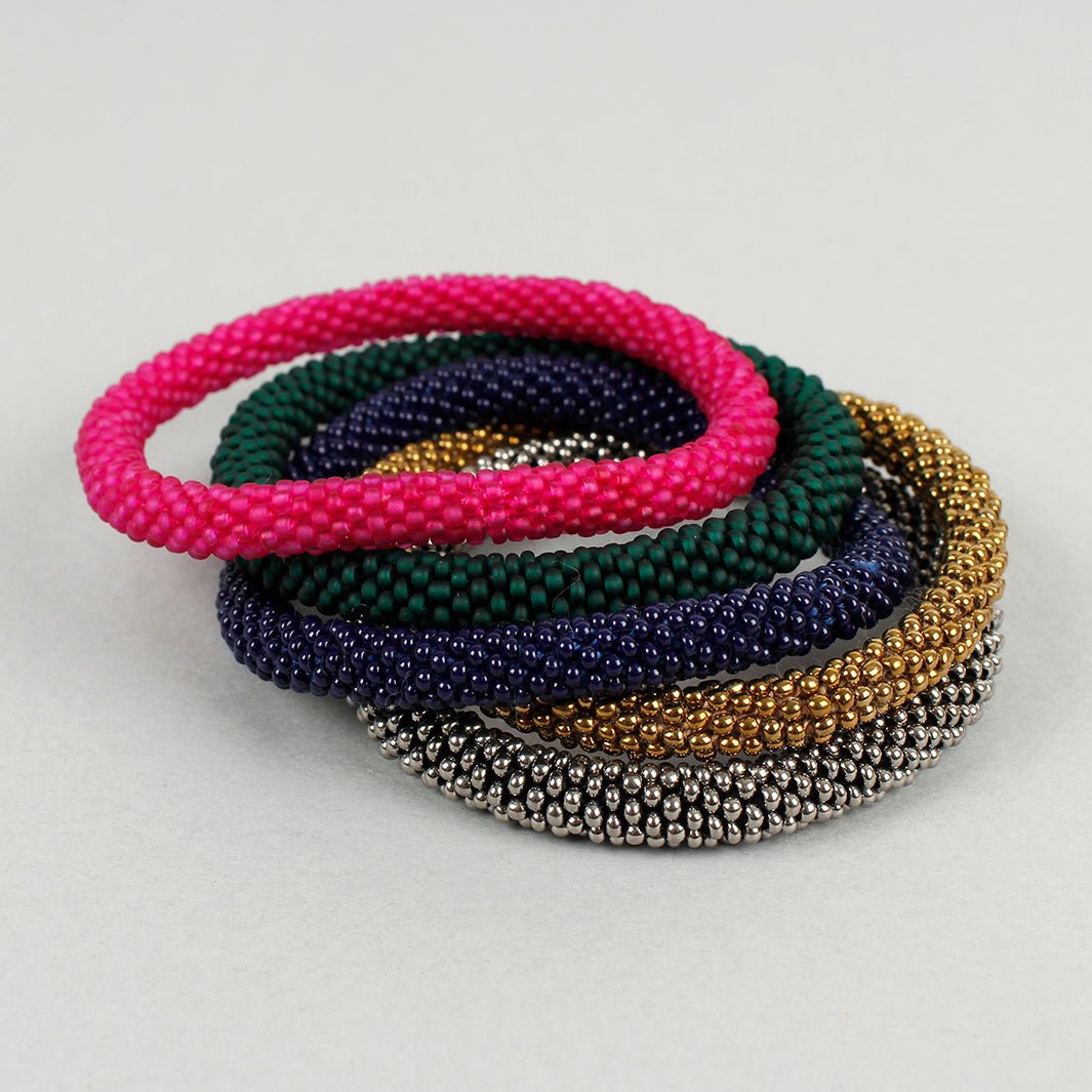 Teku Glass Bead Tube Bracelet - Green Tulip