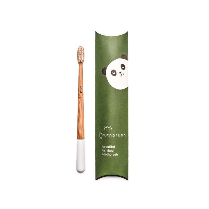 Tiny Truthbrush - Cloud White with Soft Plant Based Bristles - Green Tulip