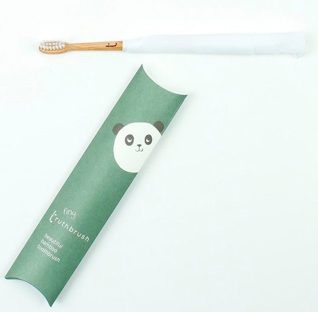 Tiny Truthbrush - Cloud White with Soft Plant Based Bristles - Green Tulip