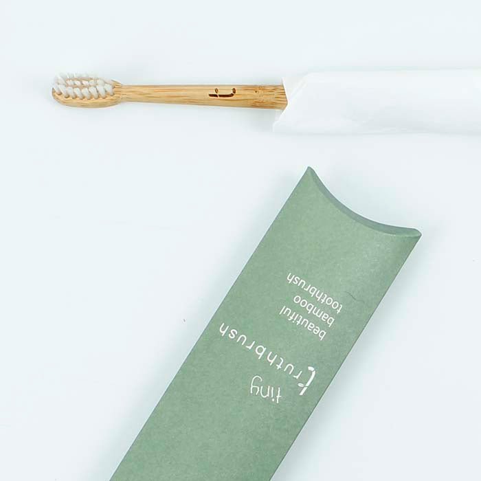 Tiny Truthbrush - Cloud White with Soft Plant Based Bristles - Green Tulip