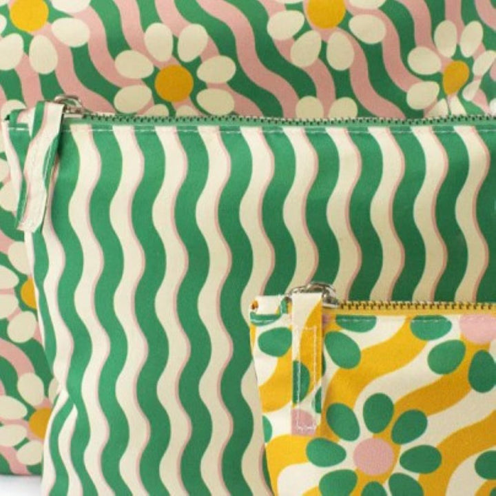 Set of 3 Pouches - Wavy Daisy