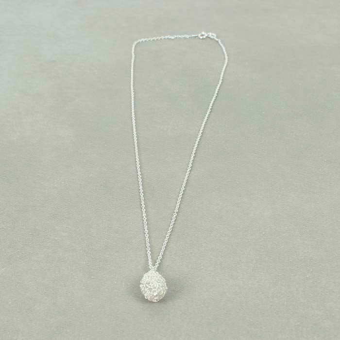 Cristabel Crocheted Silver Pear Drop Pendant