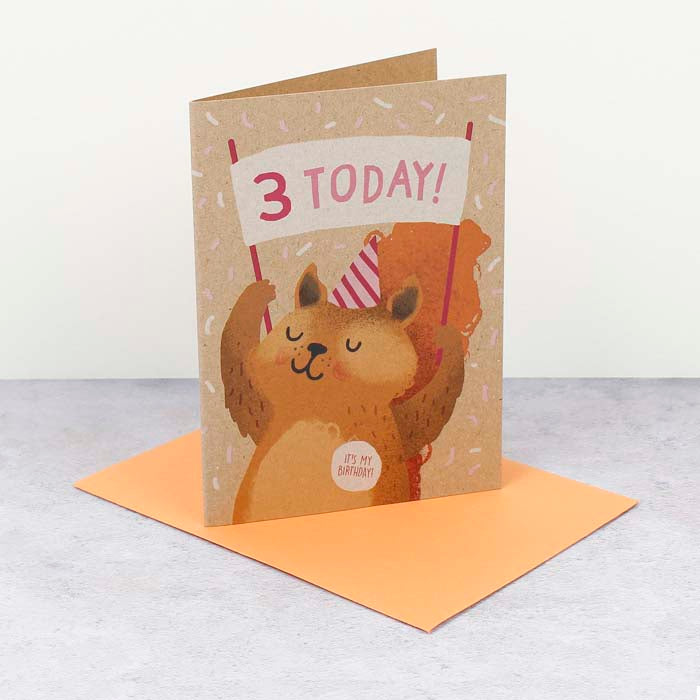 3rd Birthday Squirrel Card