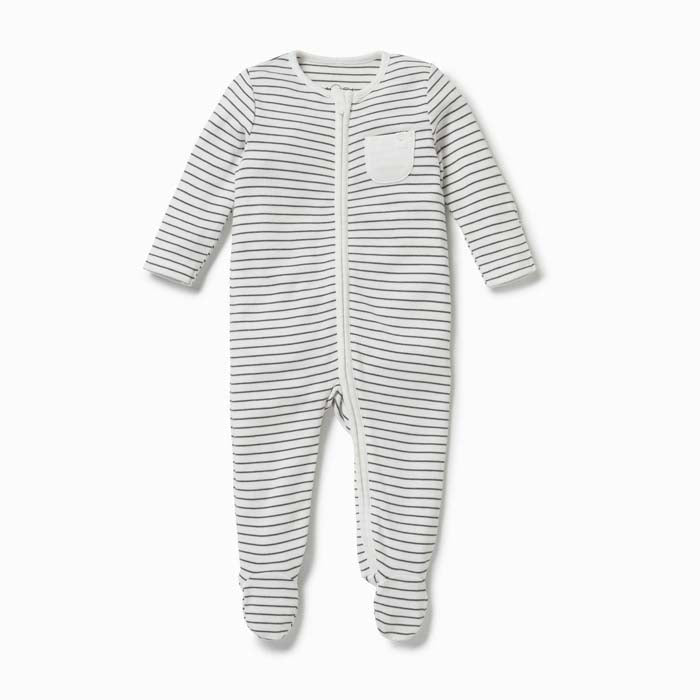 Zip-Up Sleepsuit - Grey Stripe