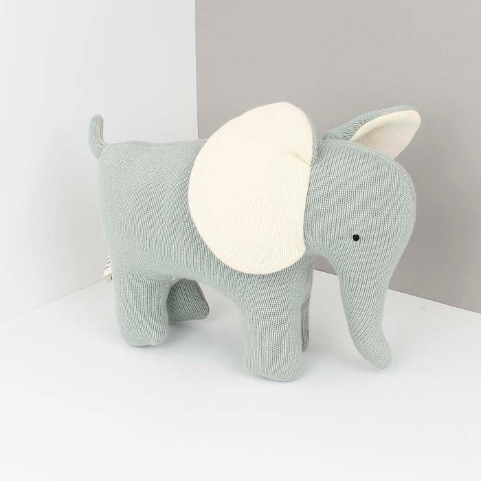 Large Knitted Organic Cotton Elephant - Teal