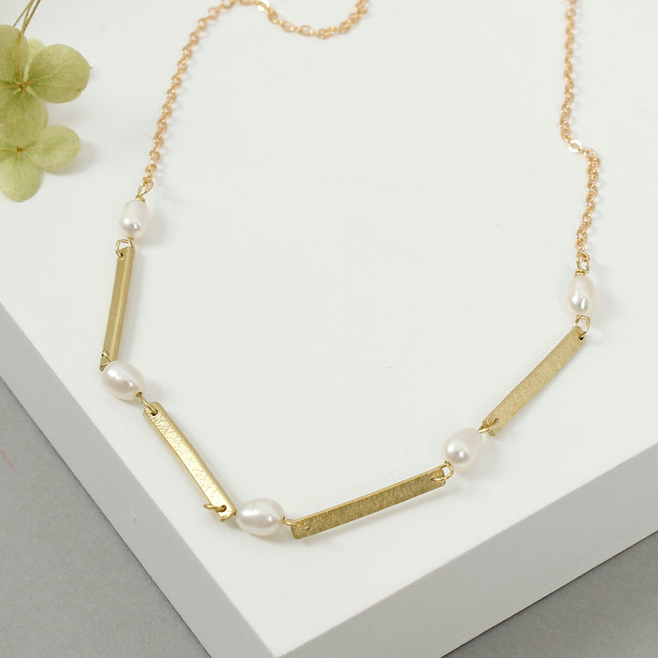 Five Pearl Bar Necklace