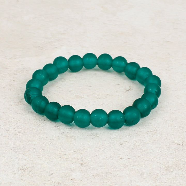Nailo Translucent Recycled Glass Bead Bracelet - Teal Green