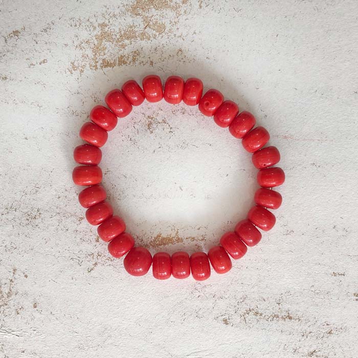 Nailo Opaque Recycled Glass Bead Bracelet - Red