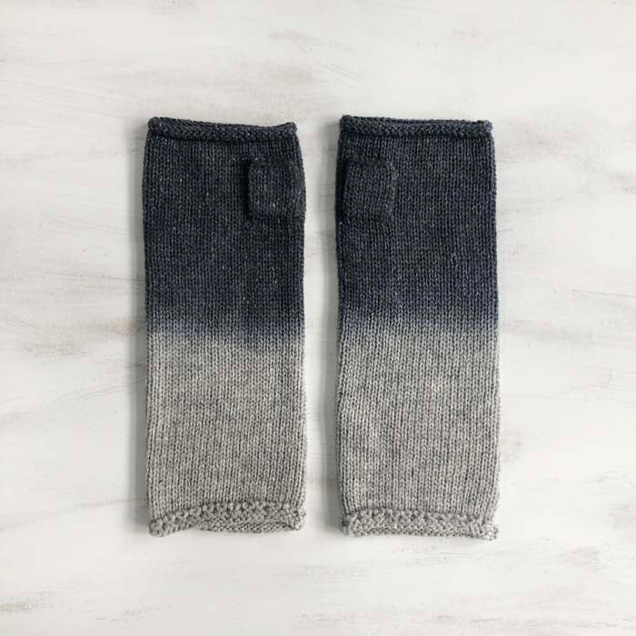 Chaya Ombre Merino Wool Wristwarmers - Dark Grey/Light Grey