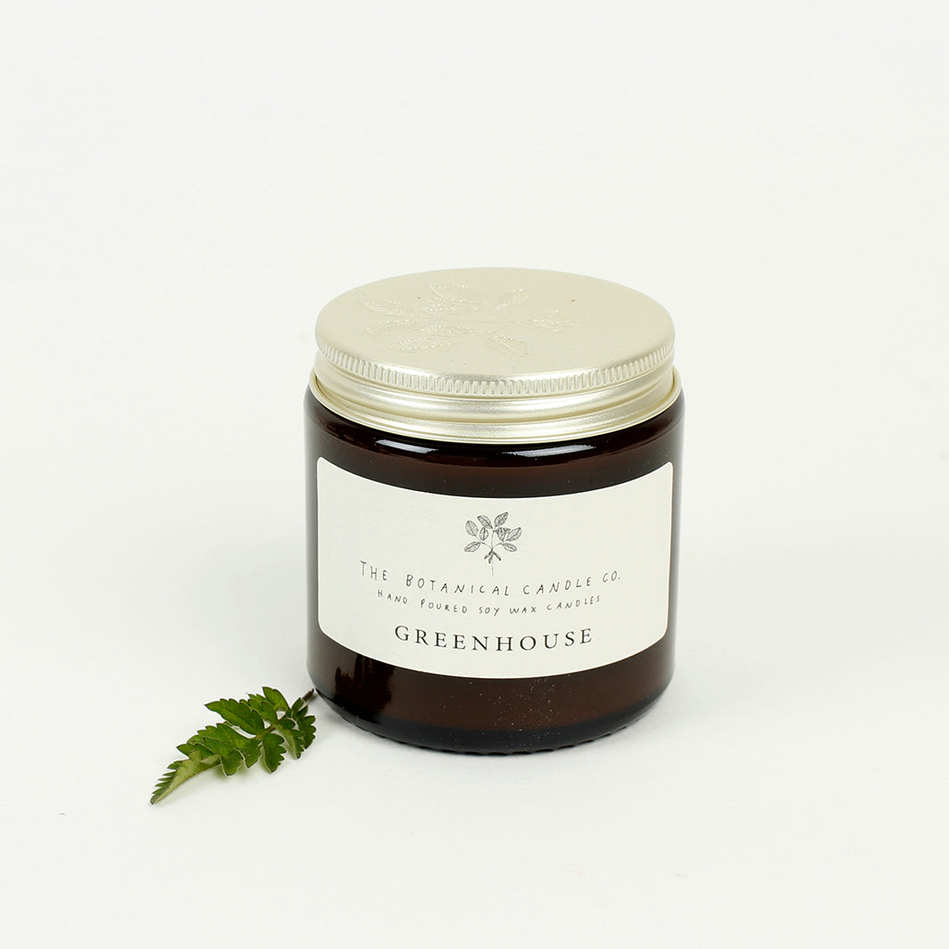 Amber Glass Jar Soy Wax Candle - Greenhouse