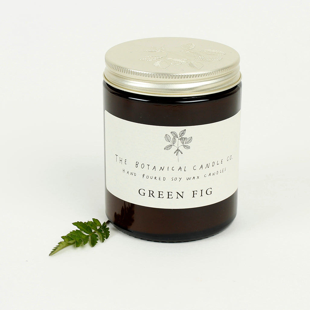 Amber Glass Jar Soy Wax Candle - Green Fig