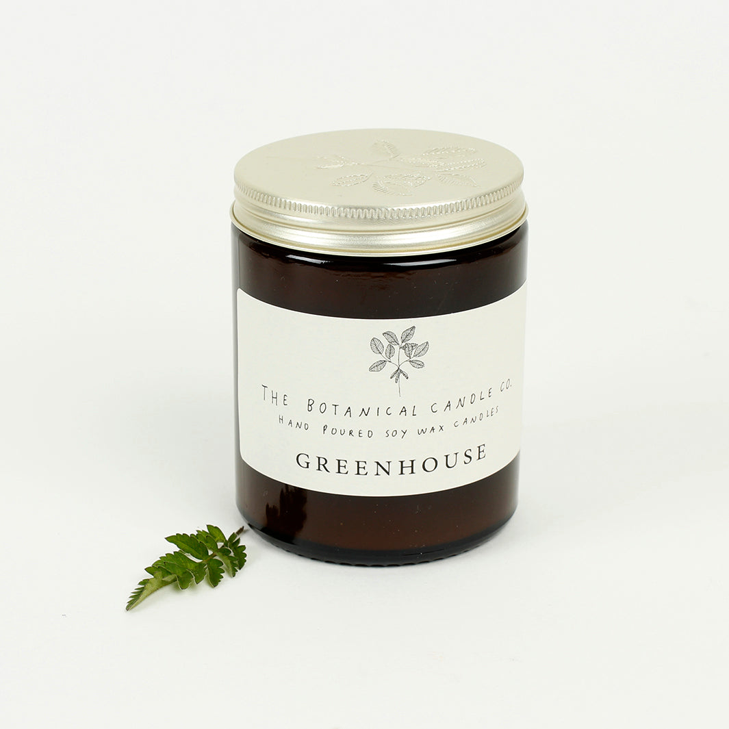 Amber Glass Jar Soy Wax Candle - Greenhouse