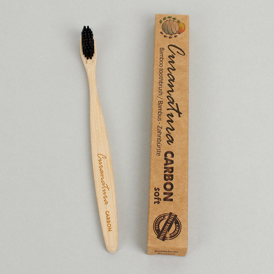 Bamboo 'Carbon' Toothbrush with Charcoal Bristles (Soft)