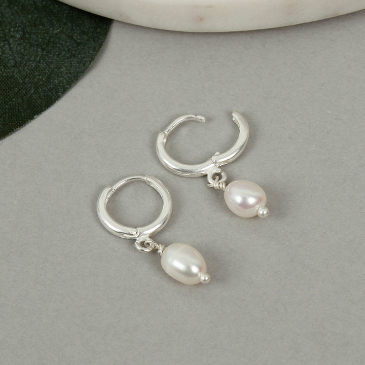 Silver Plated Earrings - Drop Pearl