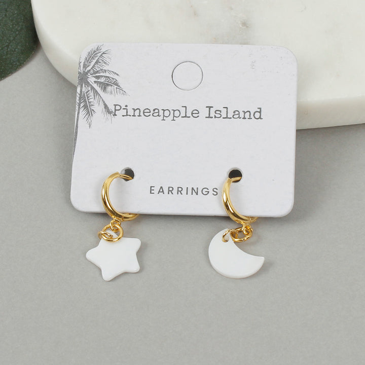 Gold Plated Earrings - Star & Moon