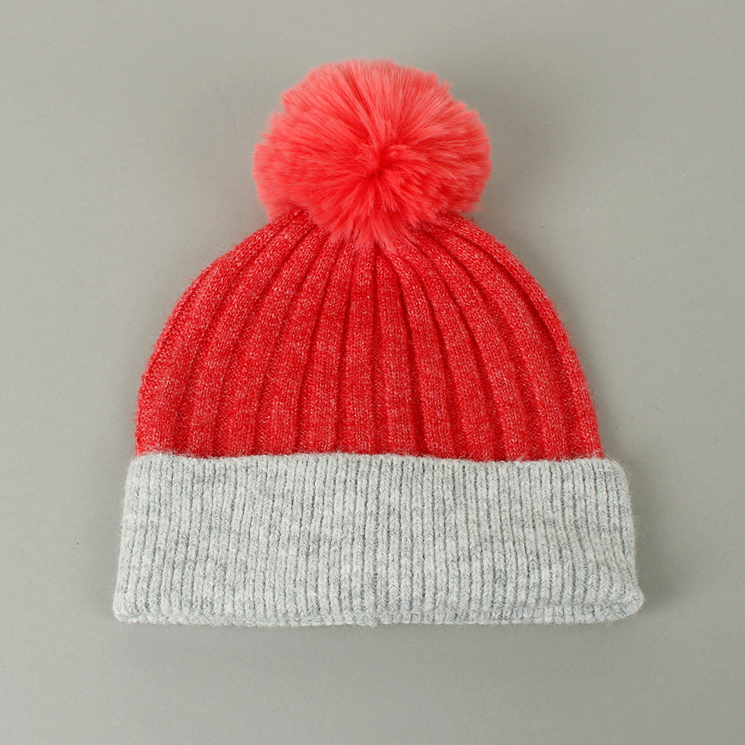Recycled Polyester Ribbed Hat with Pompom