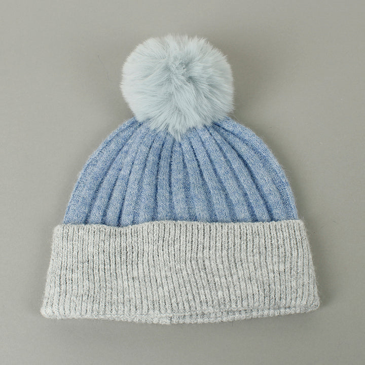 Recycled Polyester Ribbed Hat with Pompom