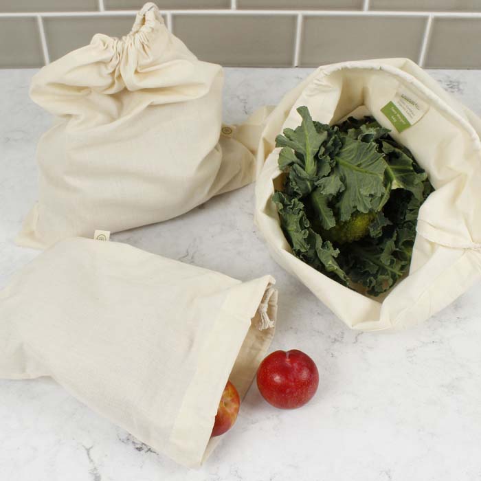 Organic Cotton Produce Bags - Variety Pack - Set of 3