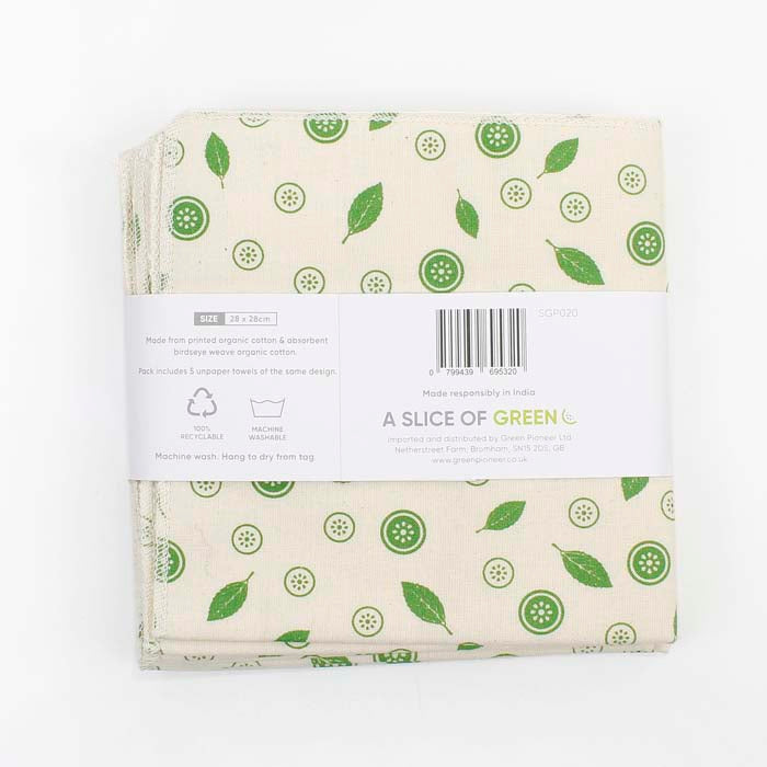 Organic Cotton Unpaper Towels - Mint Leaf - Pack of 5