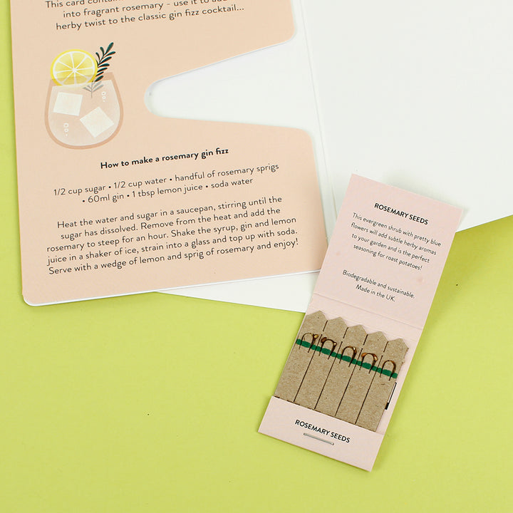 Rosemary Gin Fizz  Card - With Seed Sticks