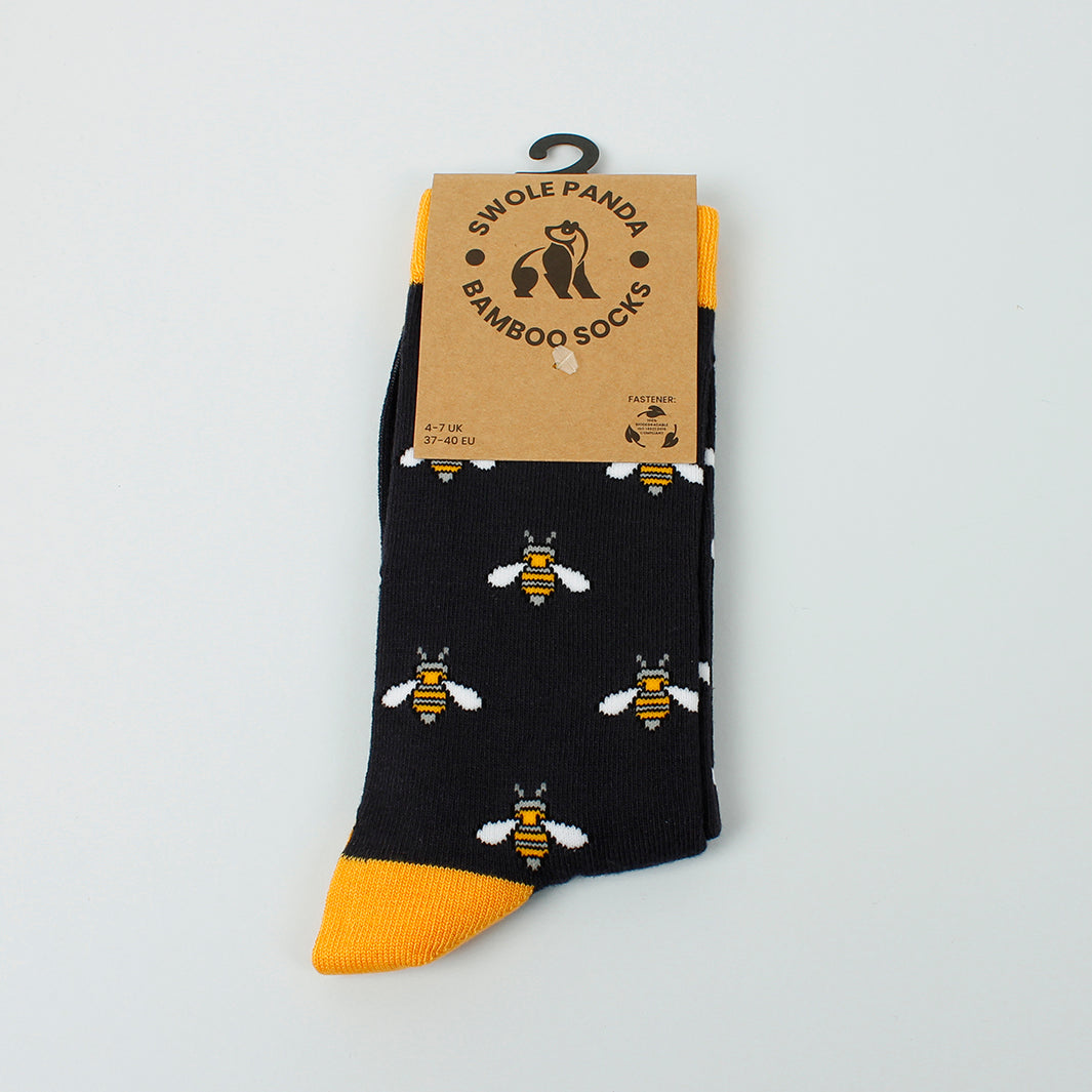 Navy Bumblebee Bamboo Socks  - Shoe Size 4-7