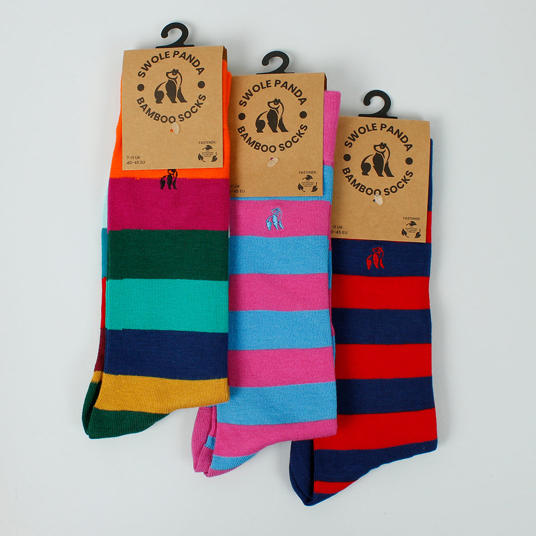 Striped Bamboo Socks - Shoe Size 7-11