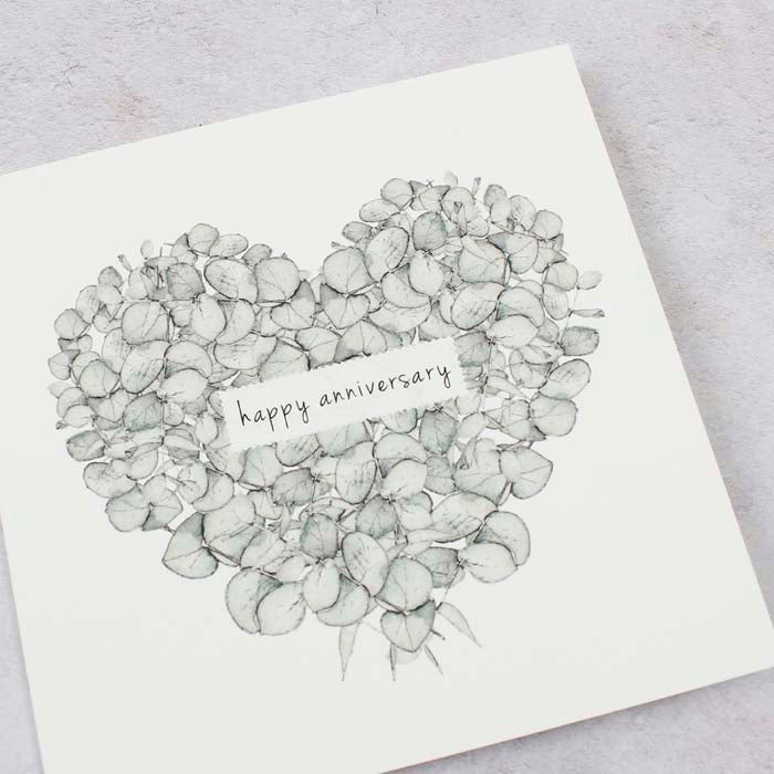 Eucalyptus Heart 'Happy Anniversary' Card
