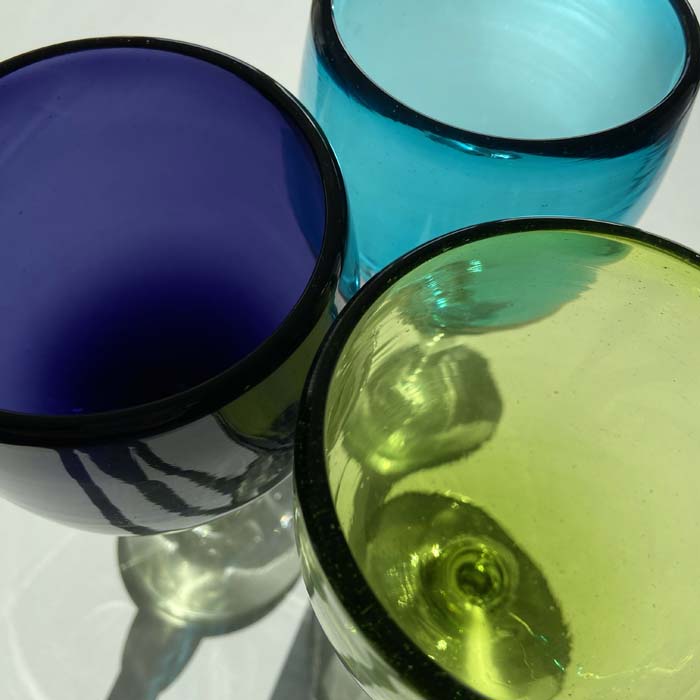 Chunky Recycled Wine Glass - Turquoise